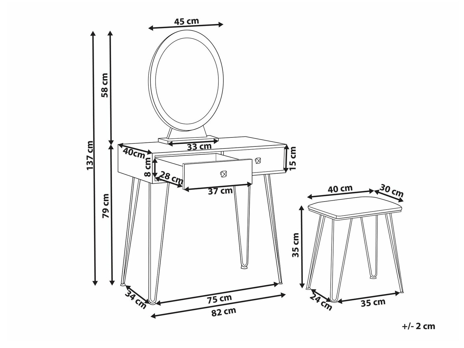 Toaletna mizica Berwyn 835