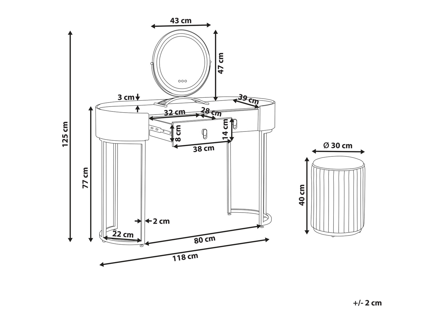 Toaletna mizica Berwyn 837