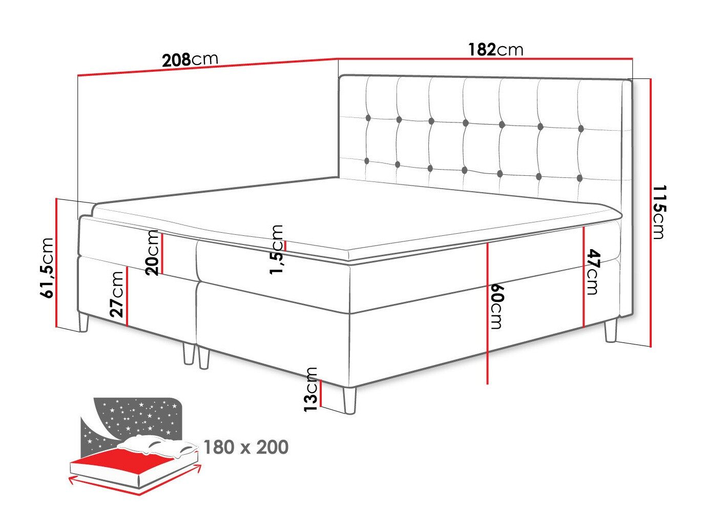 Boxspring postelja Caseus (Magic Velvet 2215)
