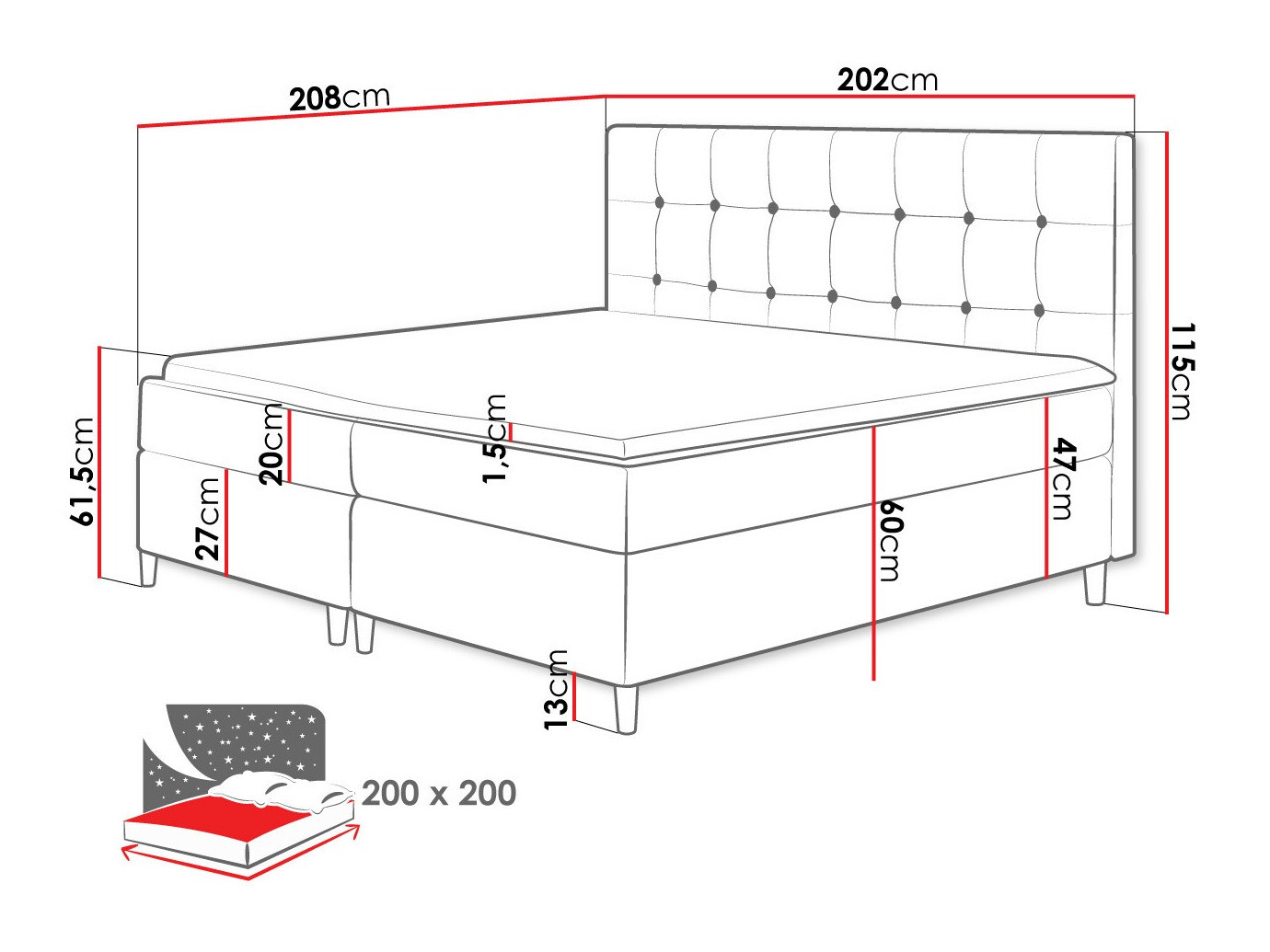 Boxspring postelja Caseus (Magic Velvet 2215)