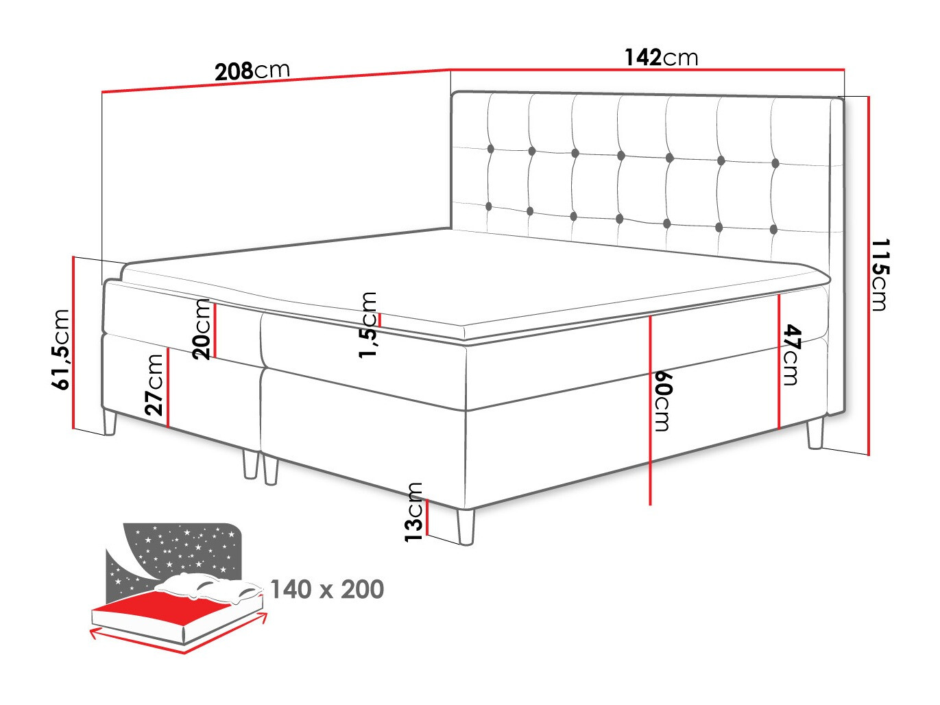 Boxspring postelja Caseus (Magic Velvet 2257)