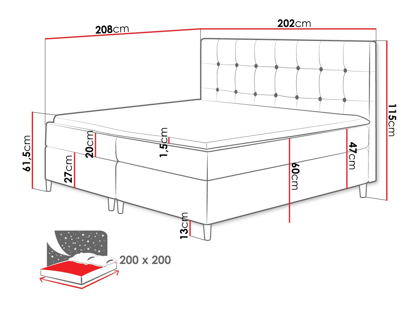 Boxspring postelja Caseus (Magic Velvet 2257)