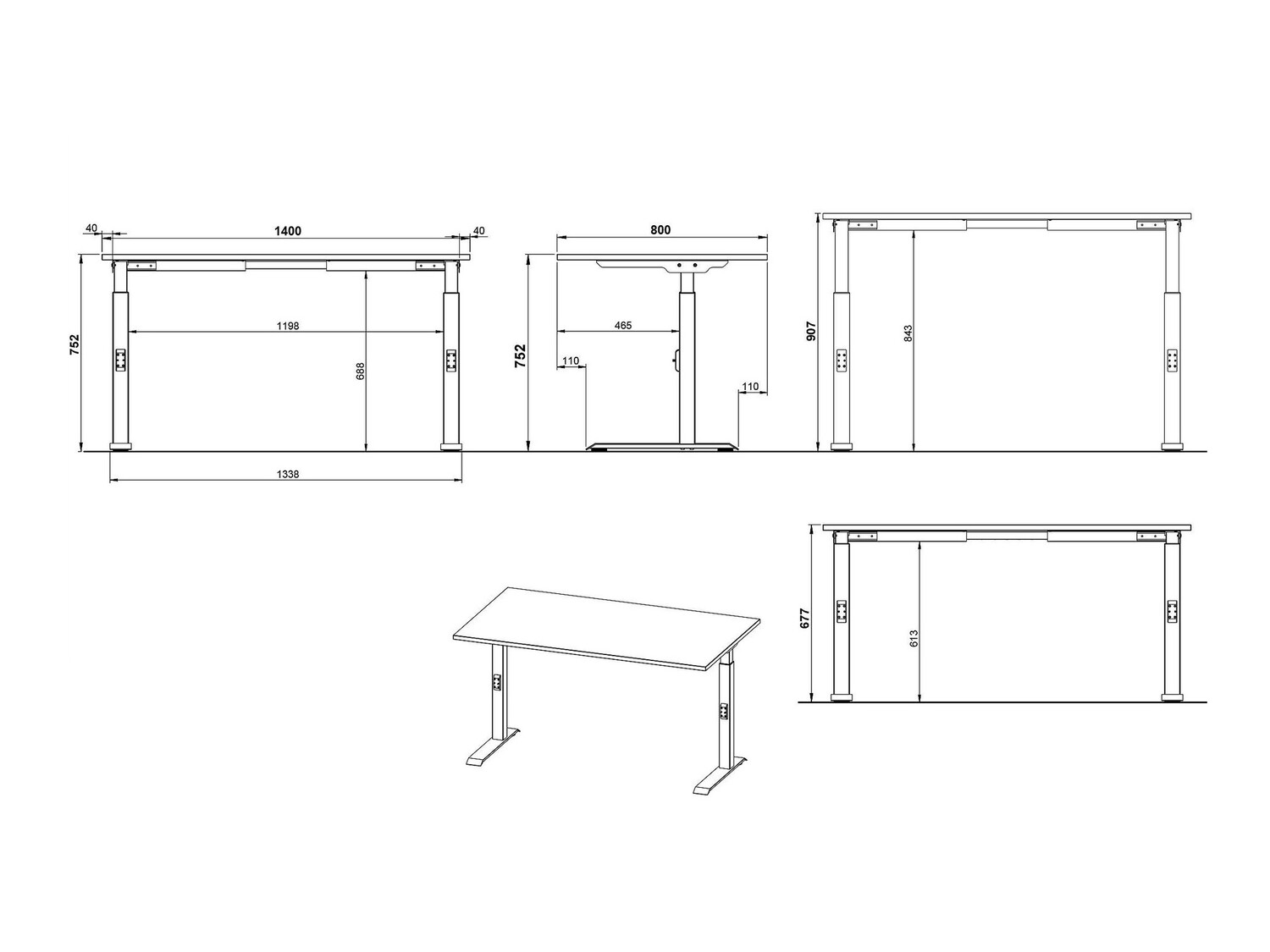 Pisalna miza Feltoru 109 (Grafit)