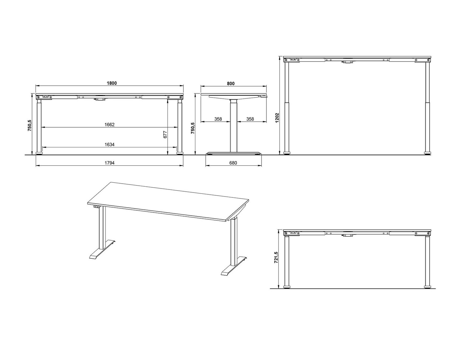 Dvižna pisalna miza Feltoru 114 (Bela)