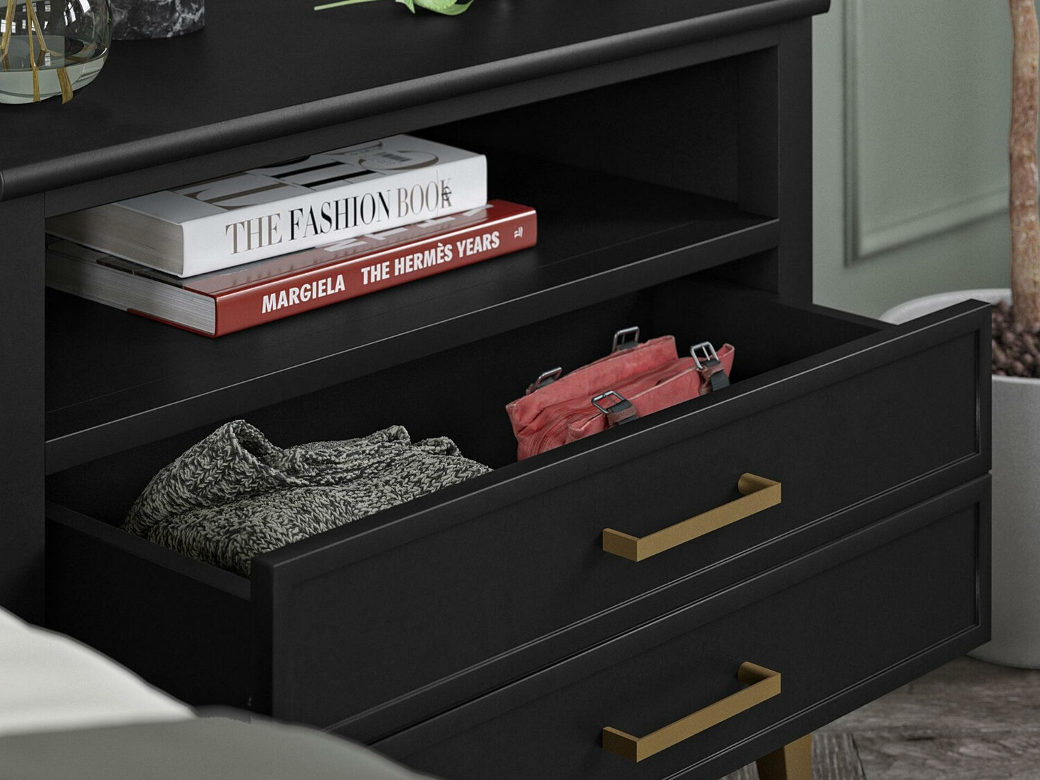 Nočna omarica CosmoLiving by Cosmopolitan Belromu 107 (Črna)