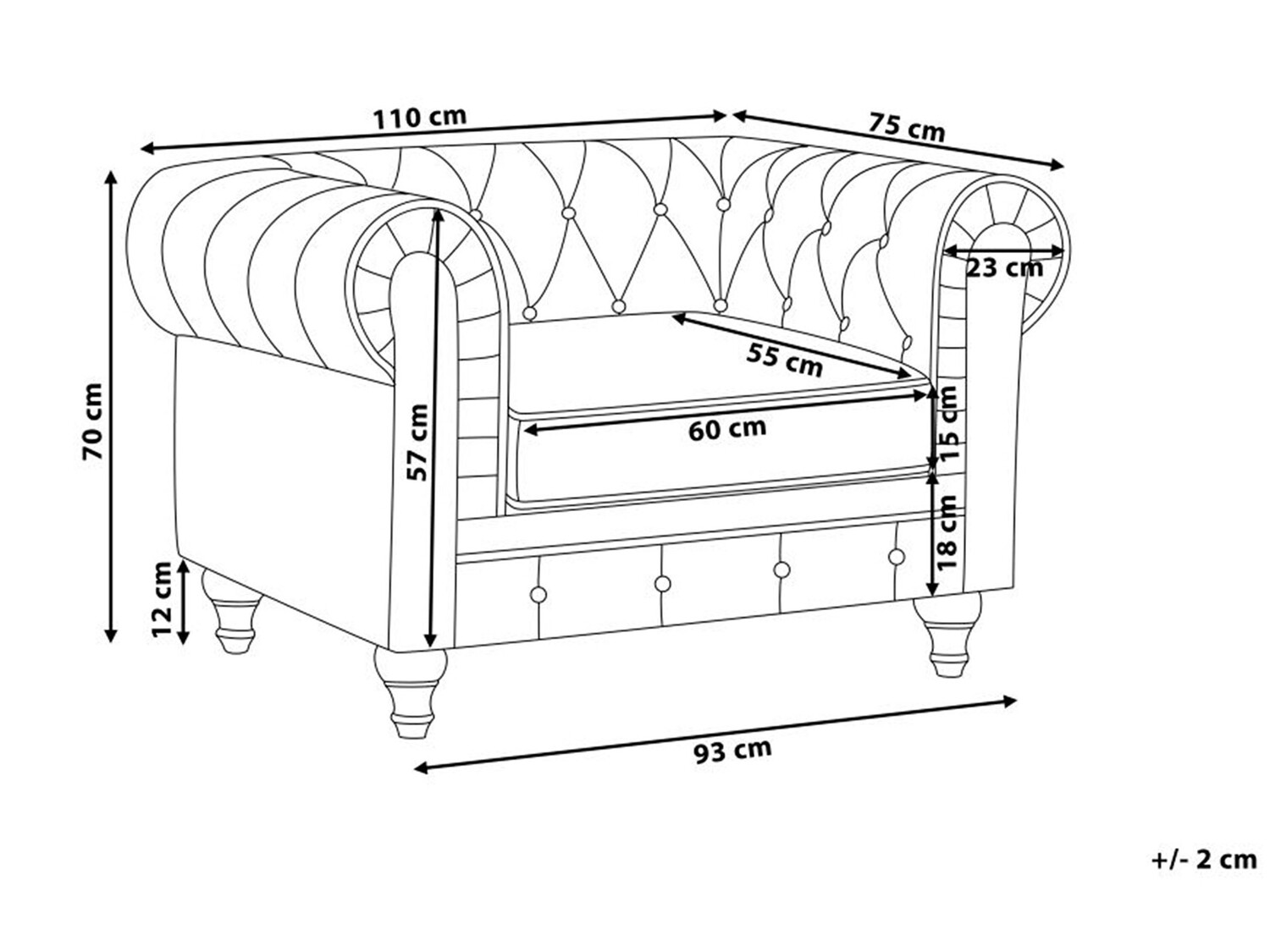 Chesterfield fotelj Cirdoro 102 (Roza)