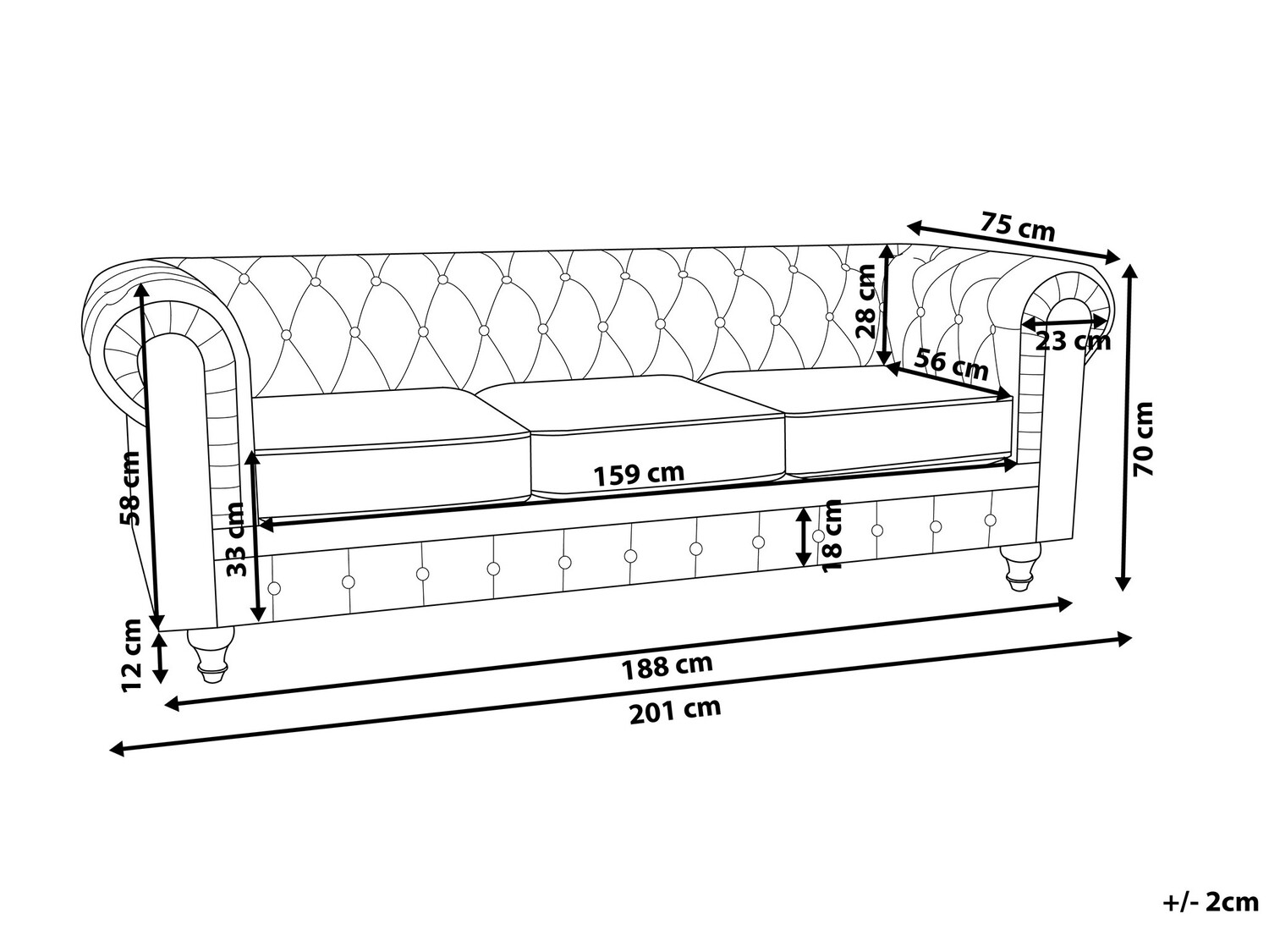 Kavč chesterfield Cirdoro 101 (Modra)