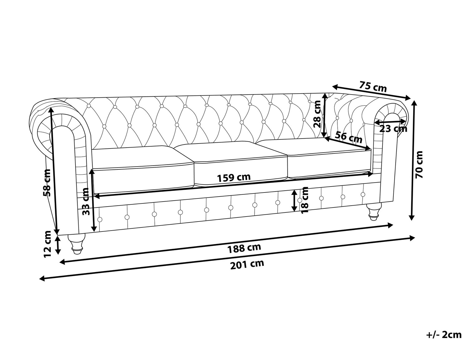 Kavč chesterfield Cirdoro 101 (Rdeča)