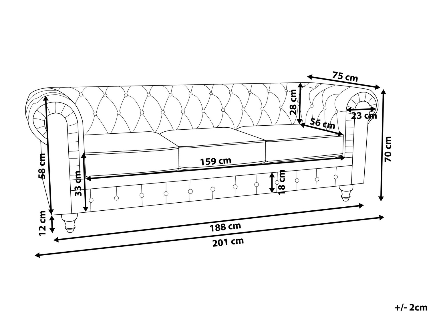 Kavč chesterfield Cirdoro 101 (Vijolična)
