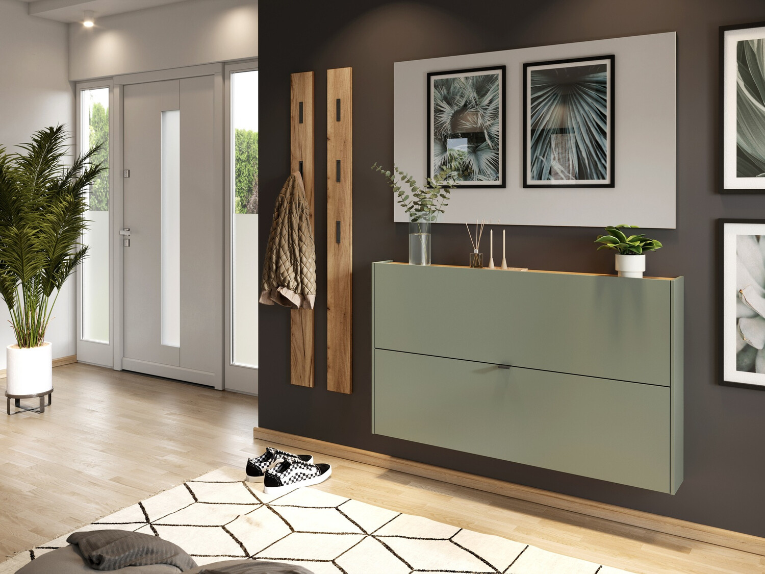 Omarica za čevlje Cirsale 108 (Prašno zelena + Navarra hrast)