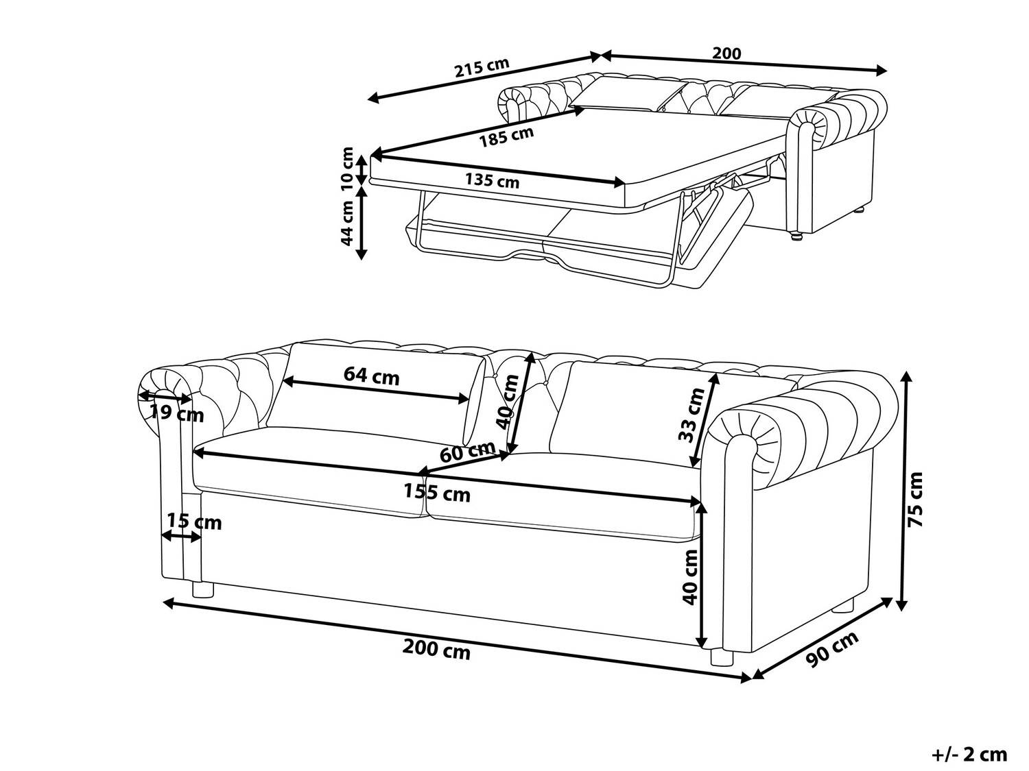 Kavč chesterfield Cirdoro 103 (Zelena)