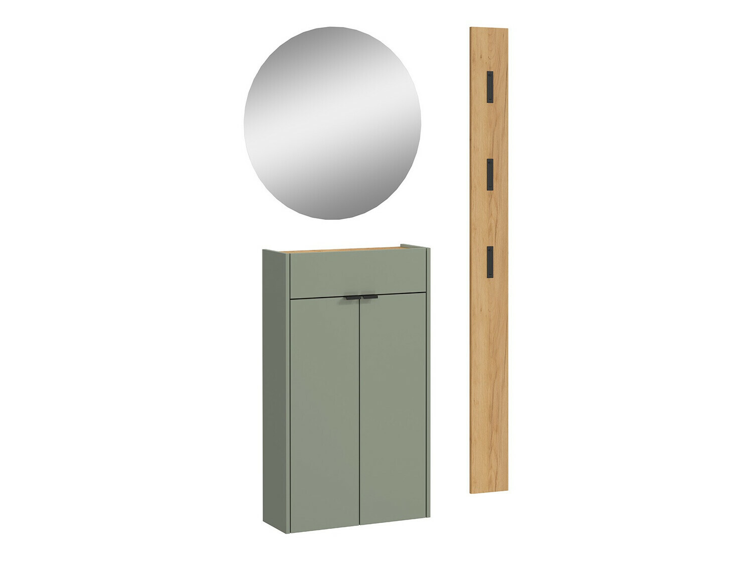 Komplet za predsobo Cirsale 104 (Prašno zelena + Navarra hrast)