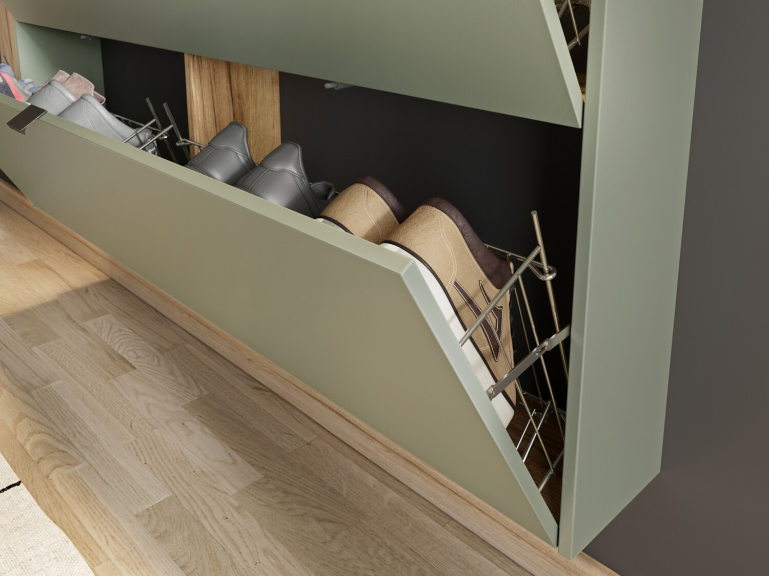 Omarica za čevlje Cirsale 108 (Prašno zelena + Navarra hrast)