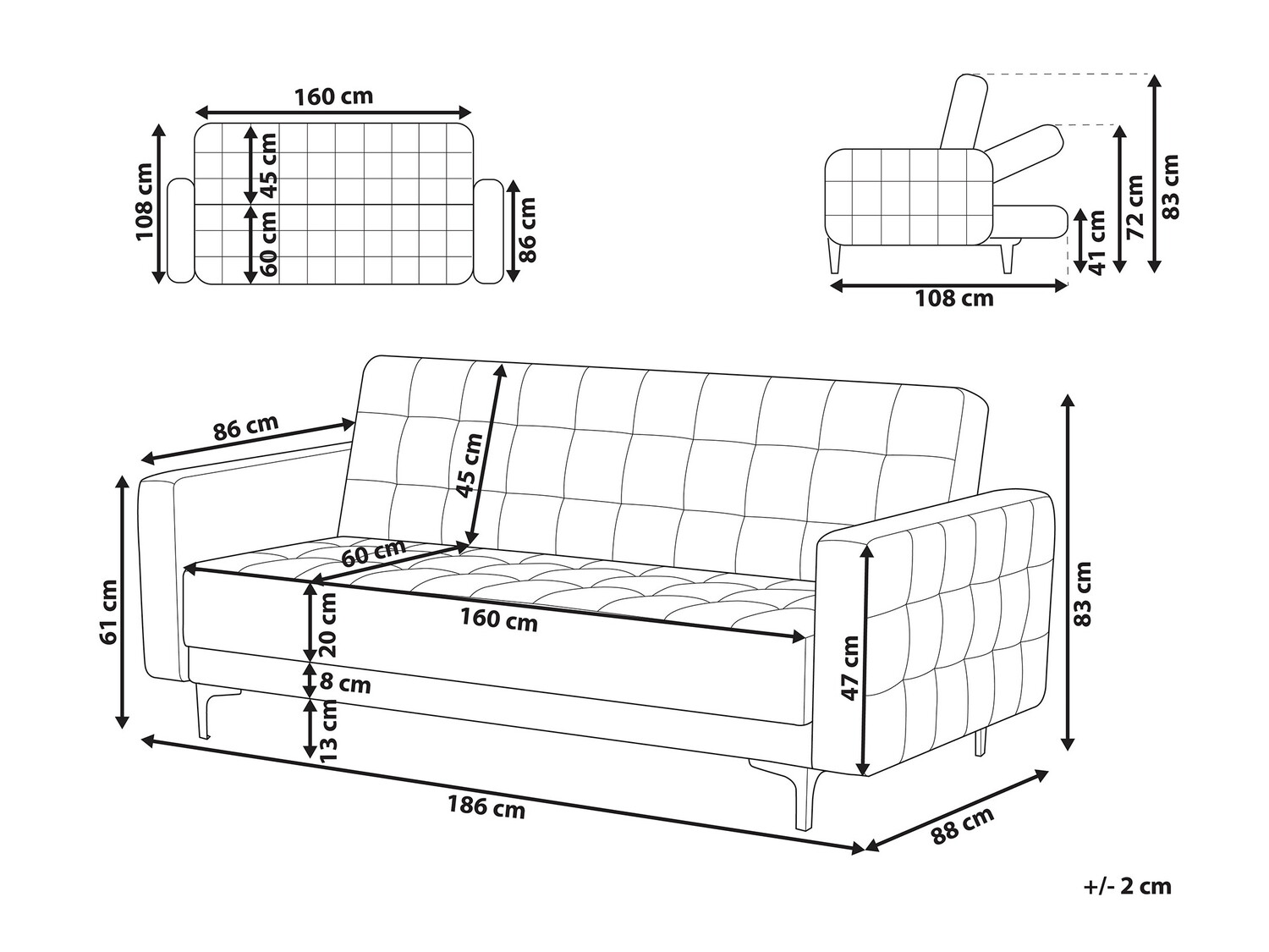 Raztegljiv kavč Felvena 100 (Svetlo rjava)