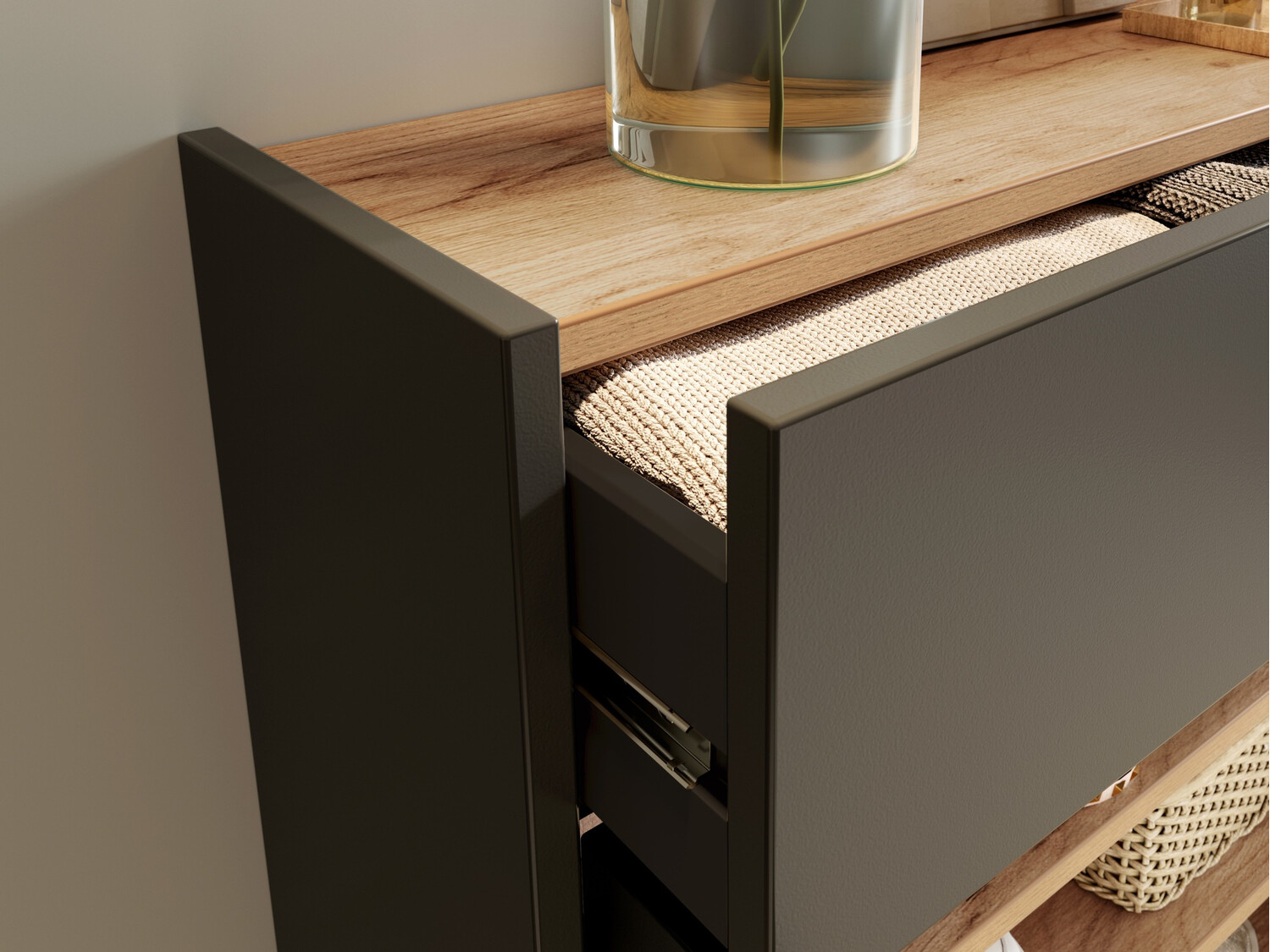 Komplet za predsobo Cirsale 104 (Grafit + Navarra hrast)