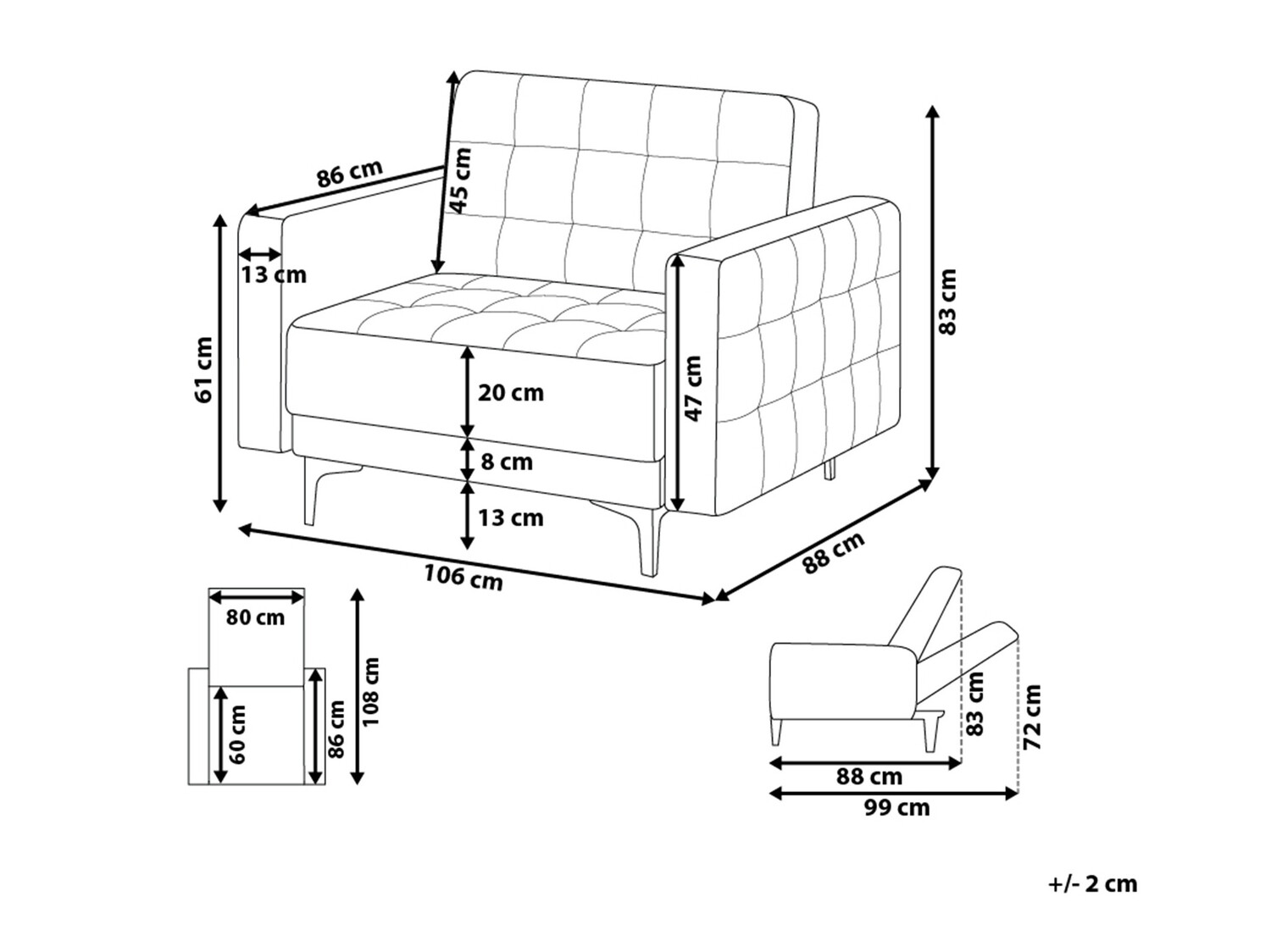 Fotelj Felvena 106 (Črna)