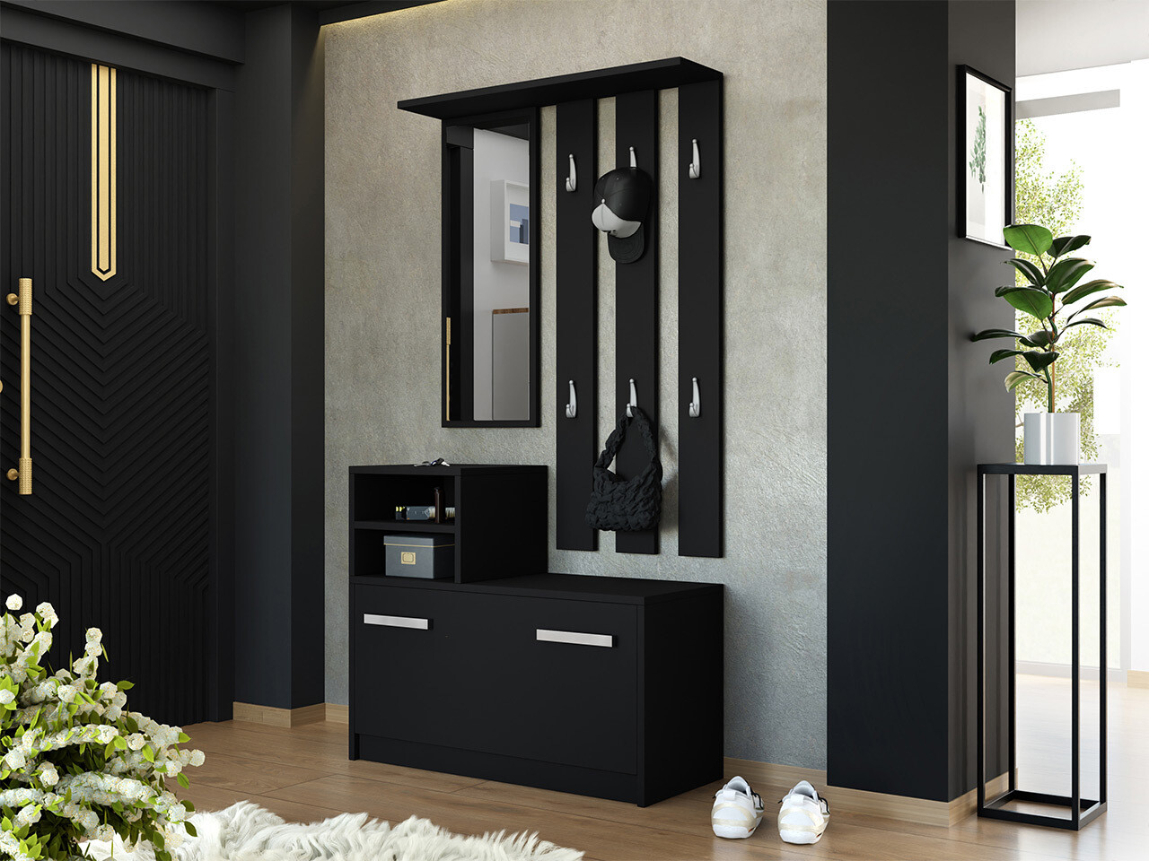 Komplet za predsobo Candum (Črna)