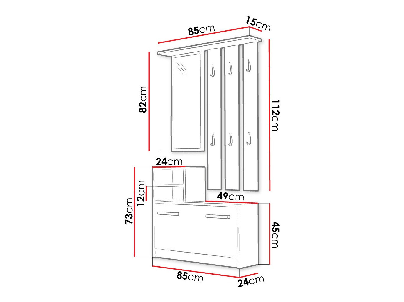 Komplet za predsobo Mandeville 100 (Sonoma hrast)