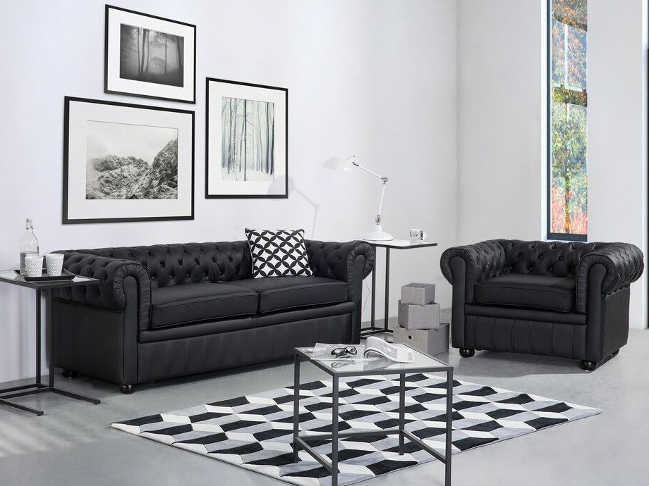 Chesterfield fotelj Cirdoro 105 (Črna)