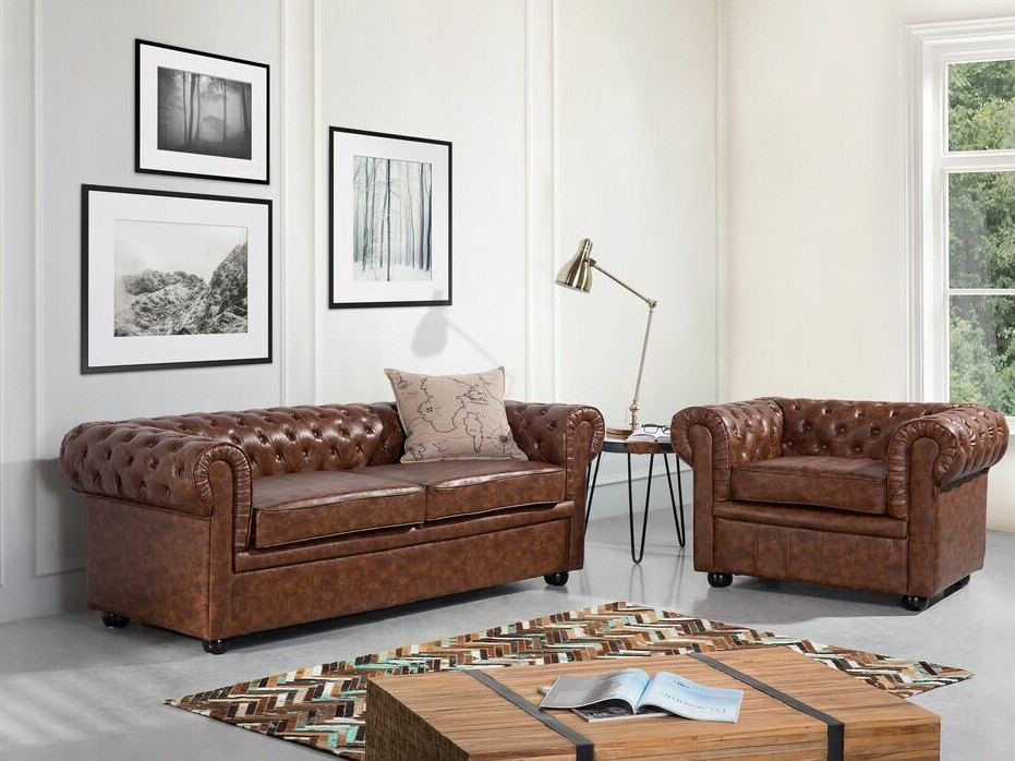 Chesterfield fotelj Cirdoro 105 (Rjava)