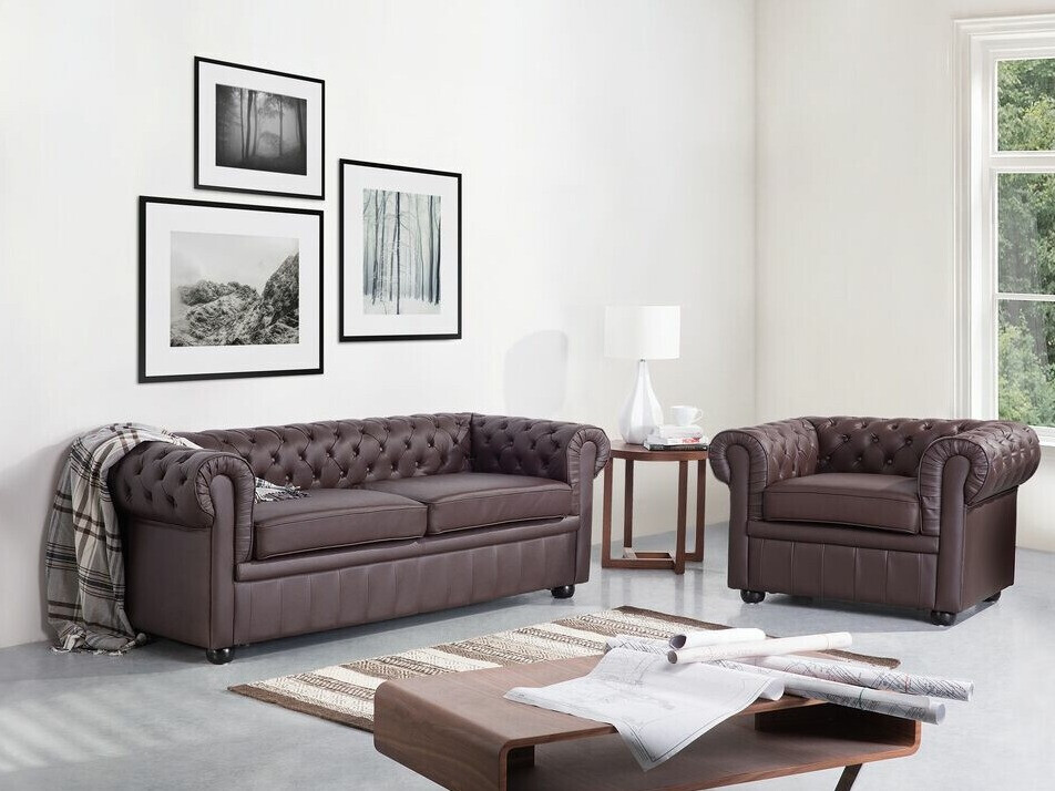 Chesterfield fotelj Cirdoro 105 (Temno rjava)