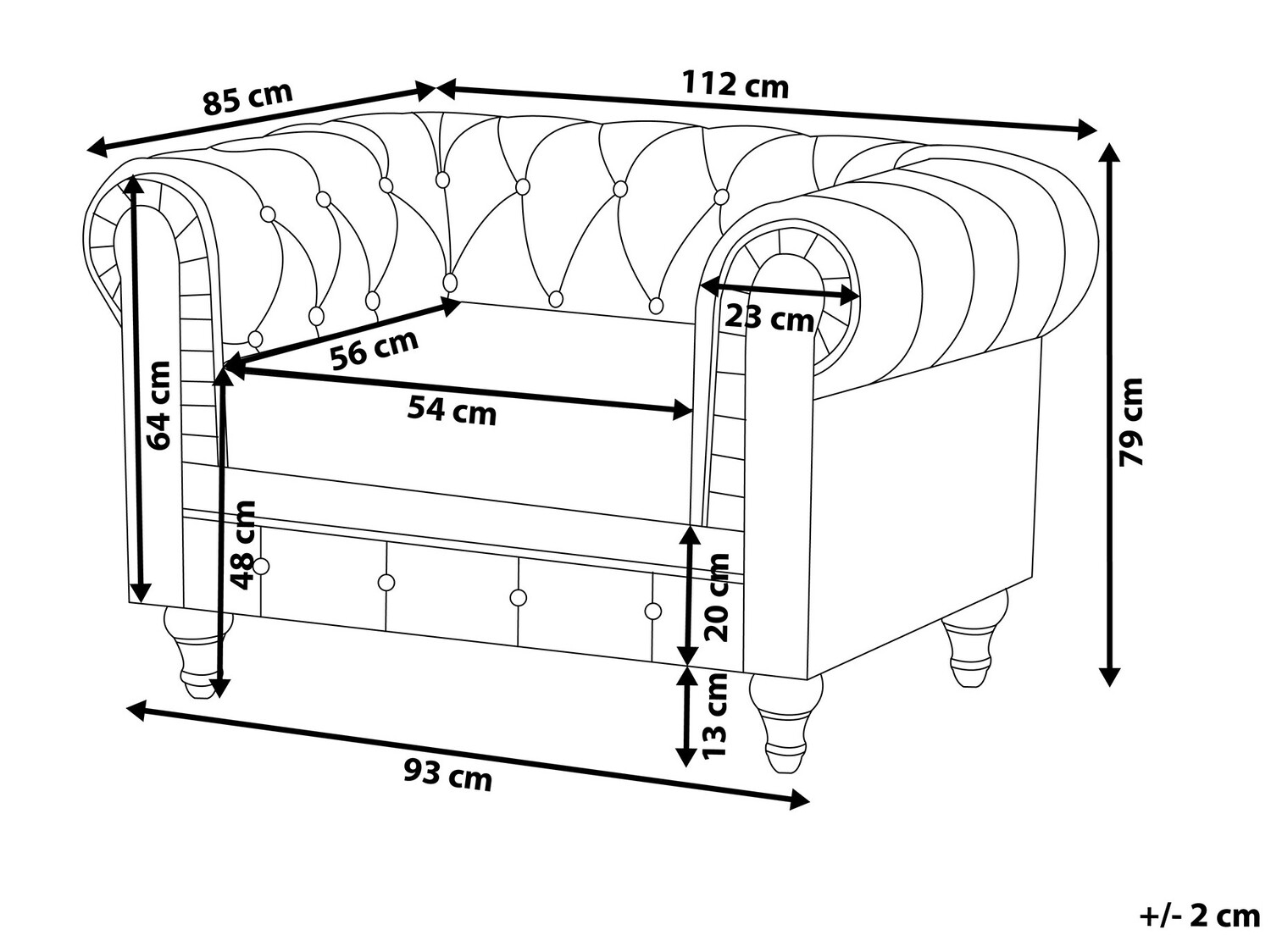 Chesterfield fotelj Cirdoro 107 (Siva)