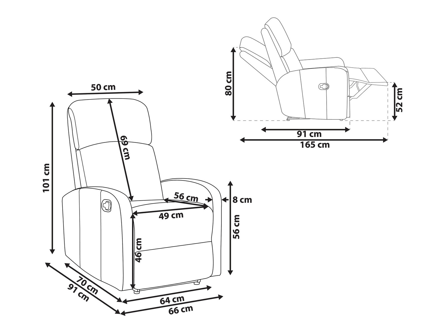 Fotelj s počivalnikom Berwyn 890 (Bela)