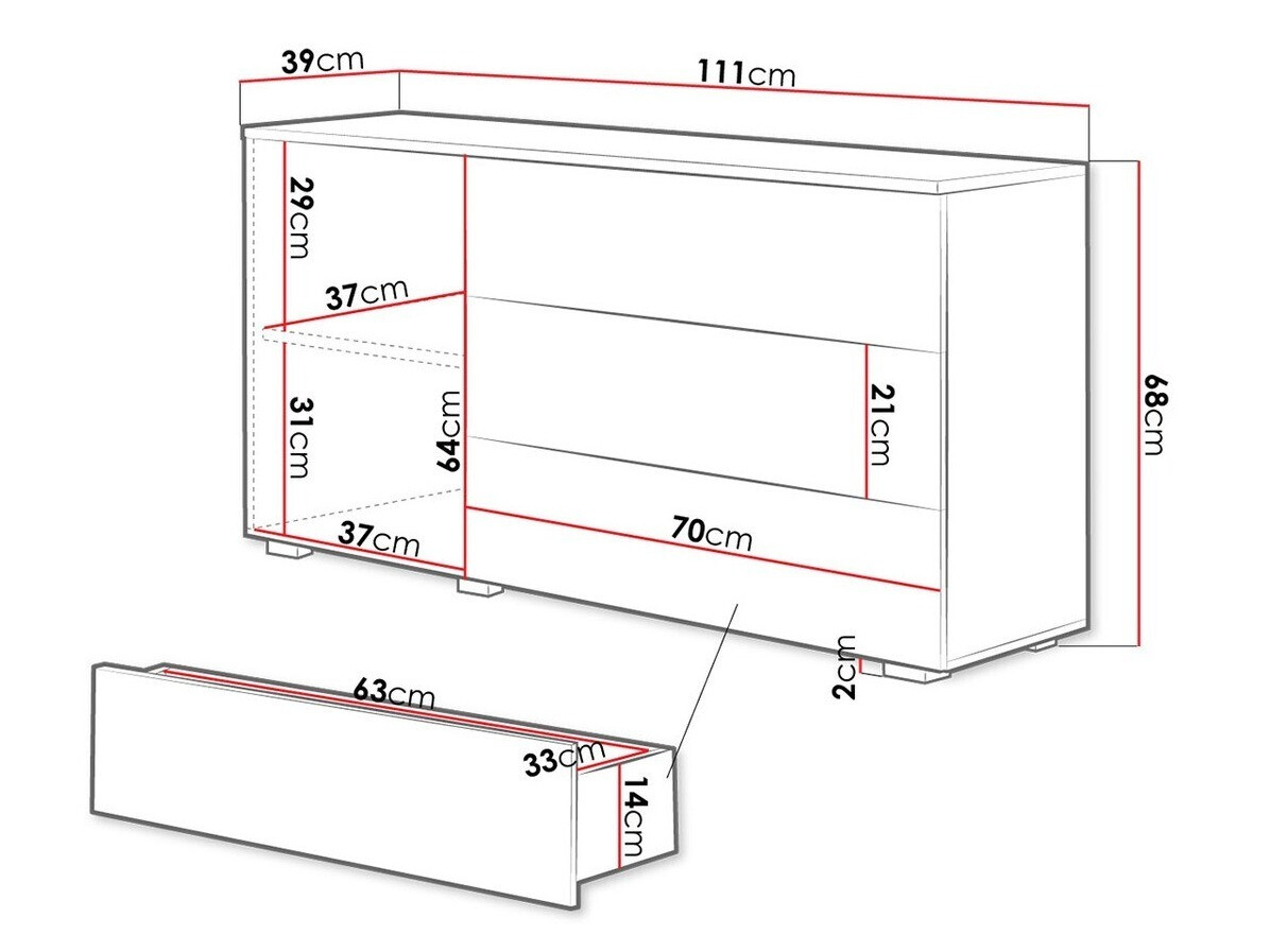 Komoda Sarasota 128 (Bela + Sijaj bela)