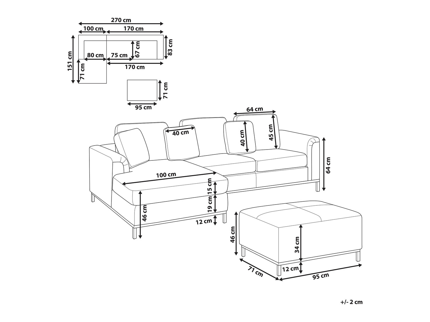 Kotna garnitura Berwyn 892 (Krema)