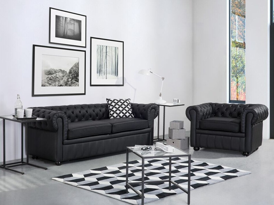 Chesterfield oblazinjeno pohištvo Cirdoro 112 (Črna)
