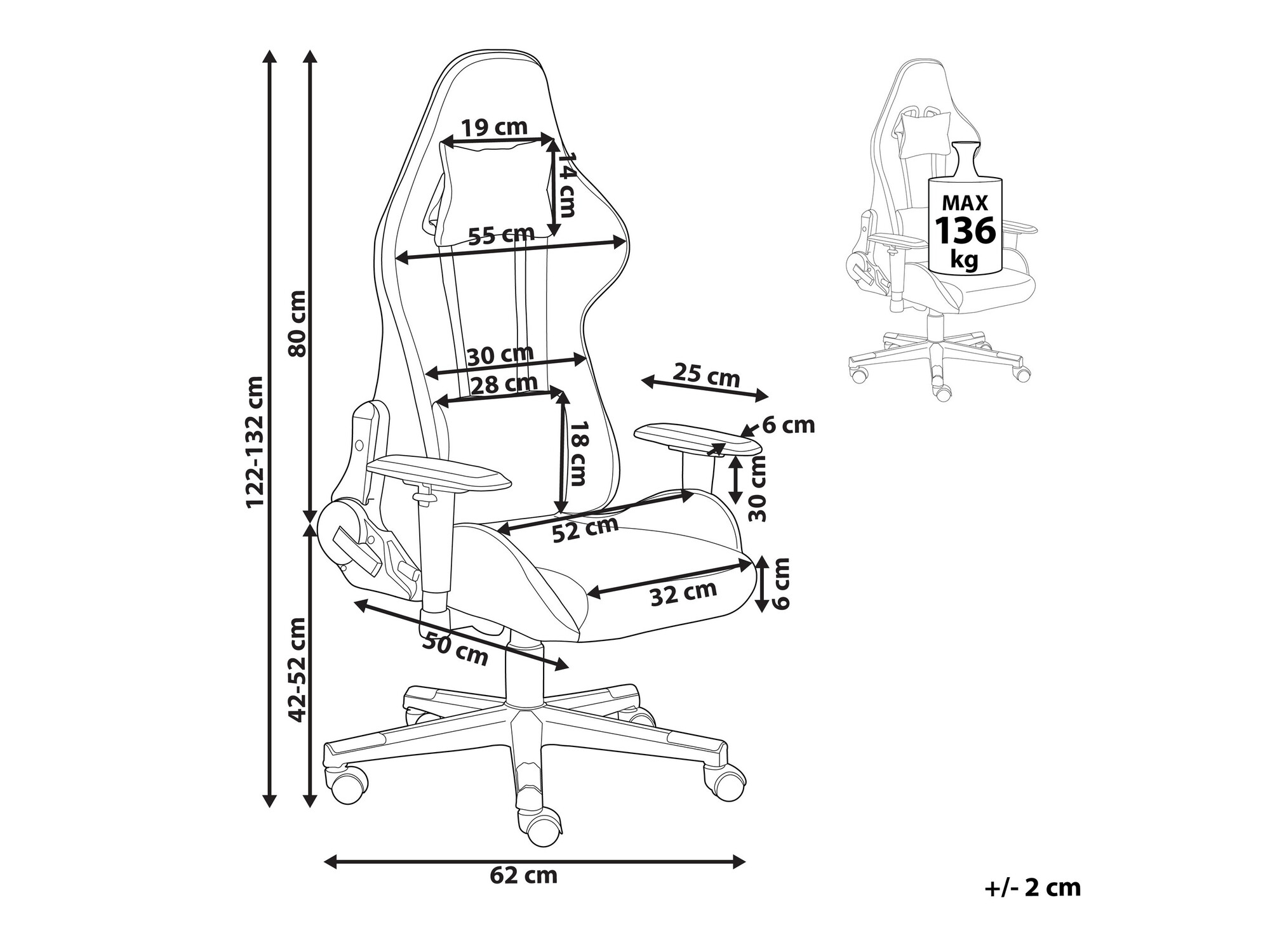 Gaming stol Berwyn 936 (Temno siva)