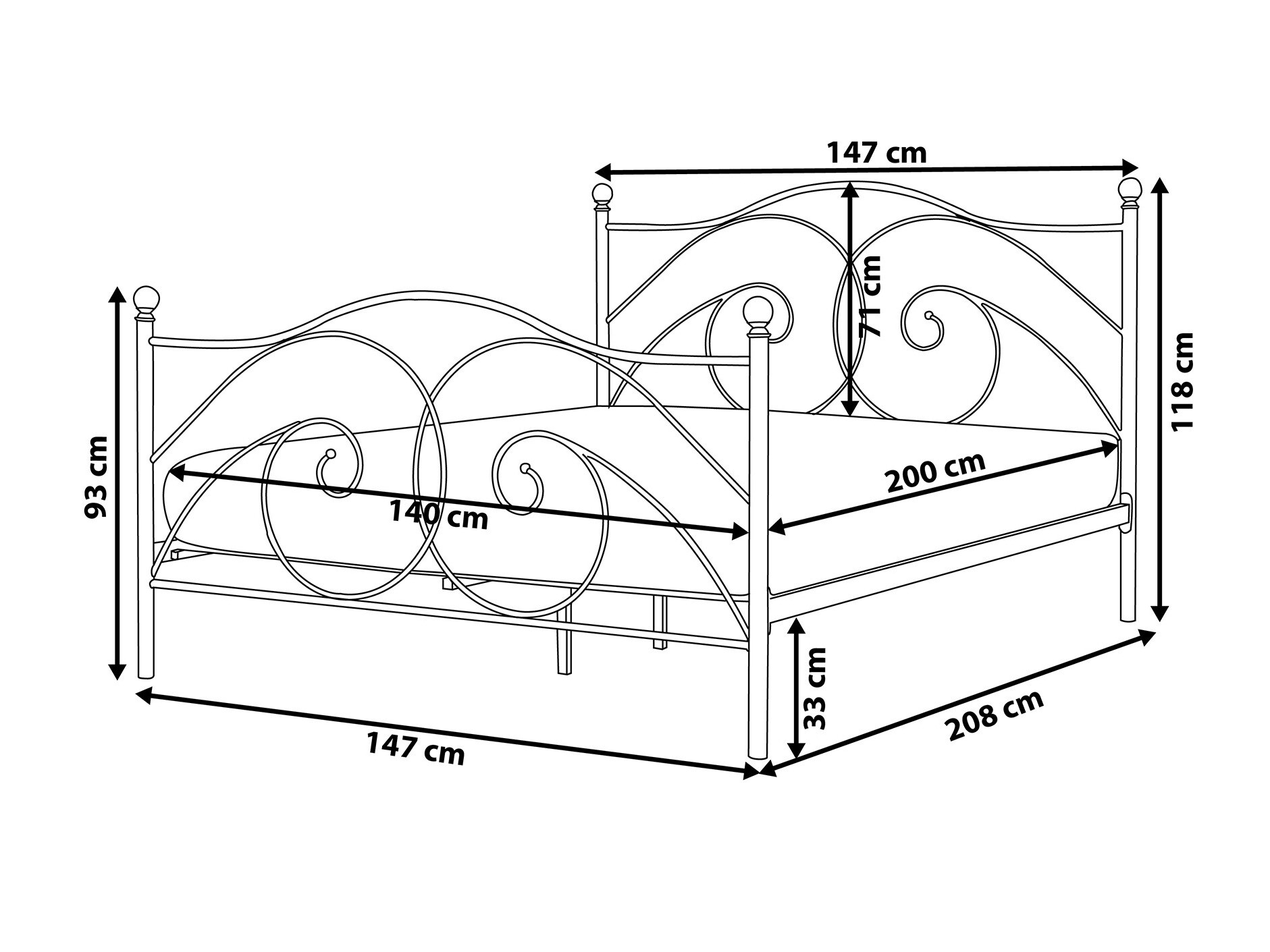 Postelja Berwyn 959 (Črna)