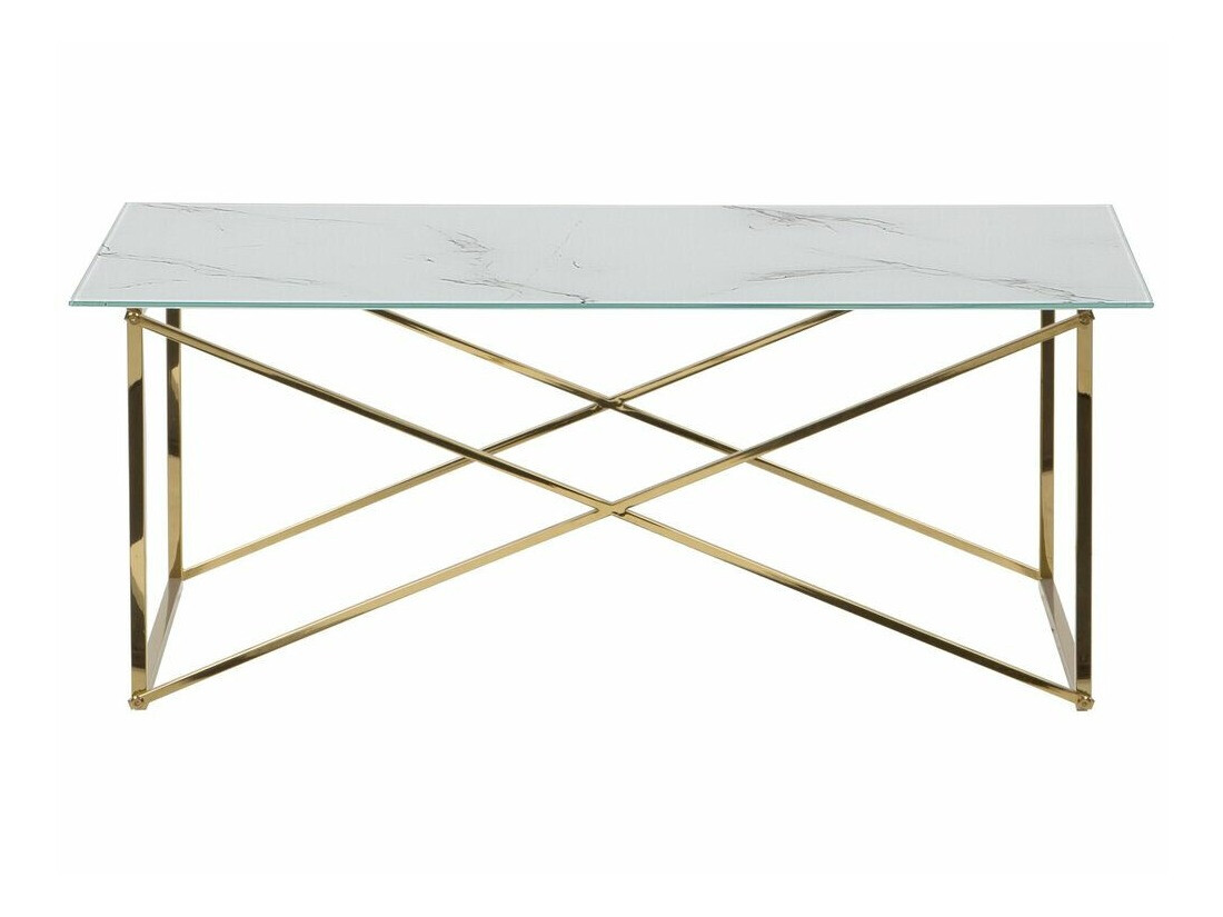 Klubska mizica Berwyn 981 (Beli marmor + Zlata)