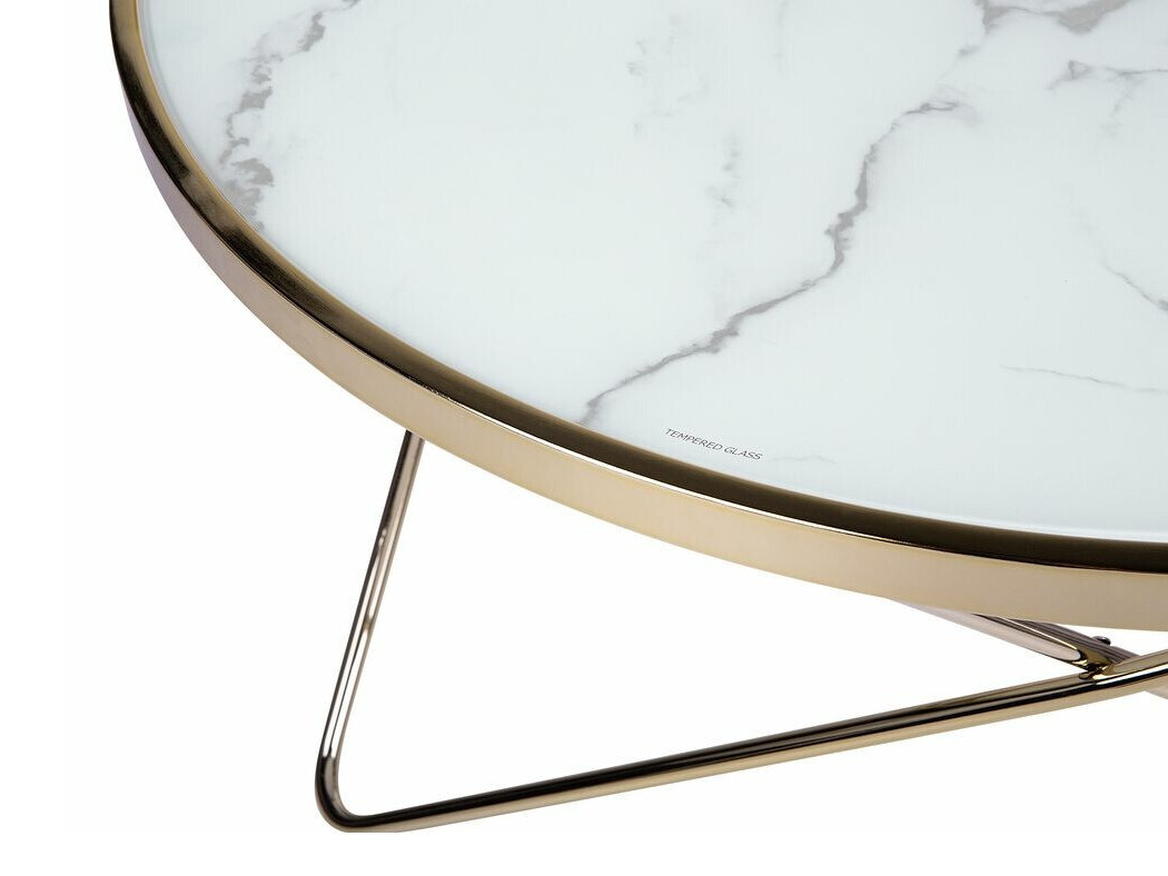 Klubska mizica Berwyn 982 (Beli marmor + Zlata)