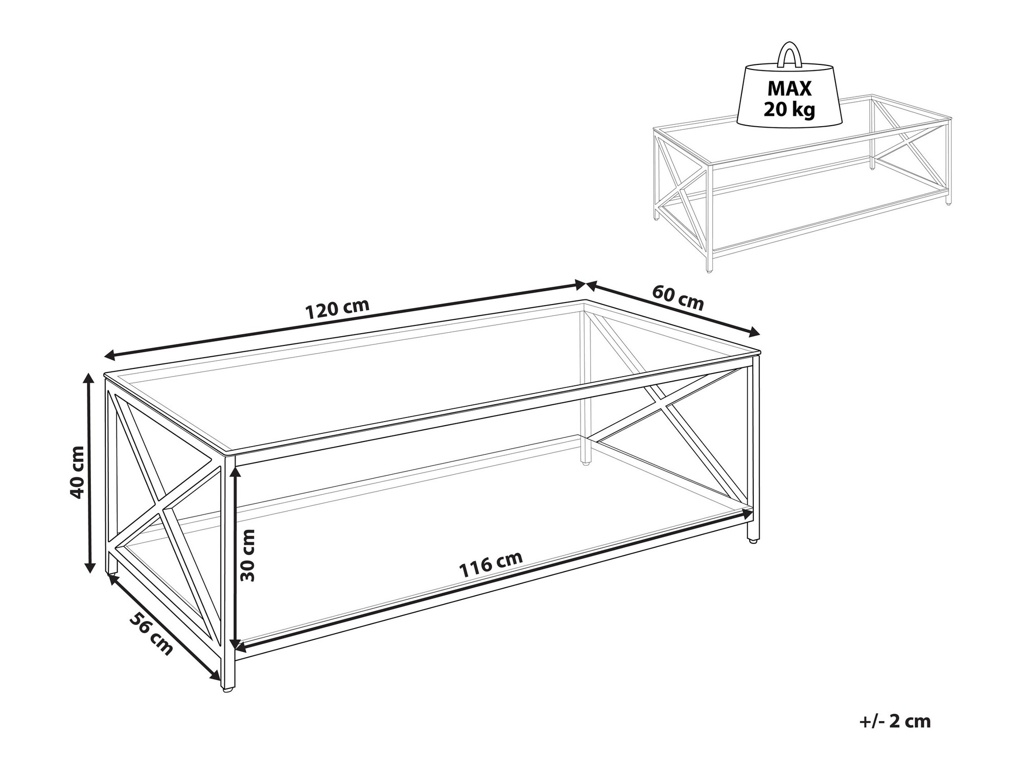 Klubska mizica Berwyn 1000