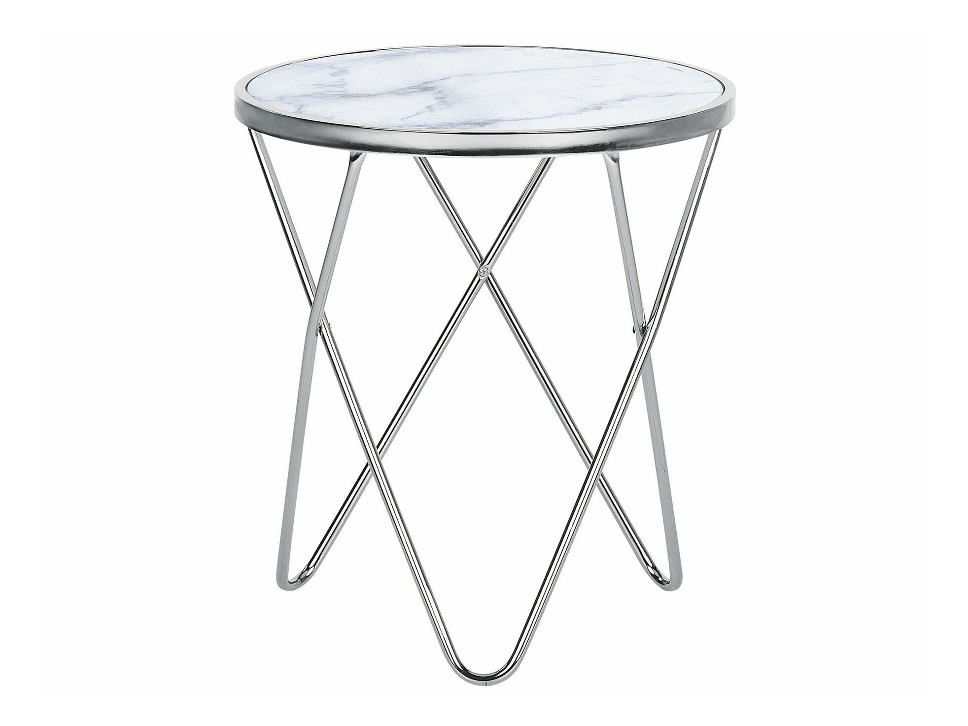 Stranska mizica Berwyn 985 (Beli marmor + Srebrna)