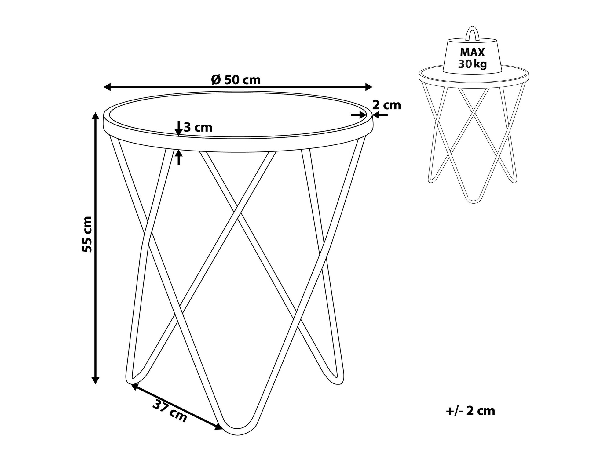 Stranska mizica Berwyn 985 (Beli marmor + Srebrna)