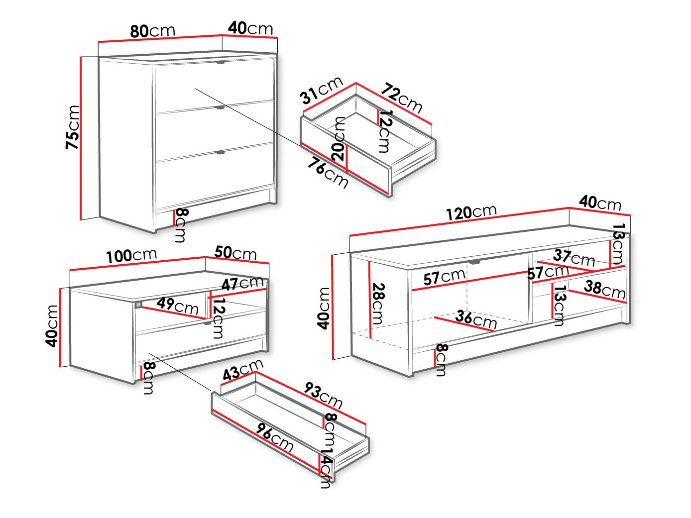 Komplet za dnevno sobo Comfivo Larmire 108 (Bela)