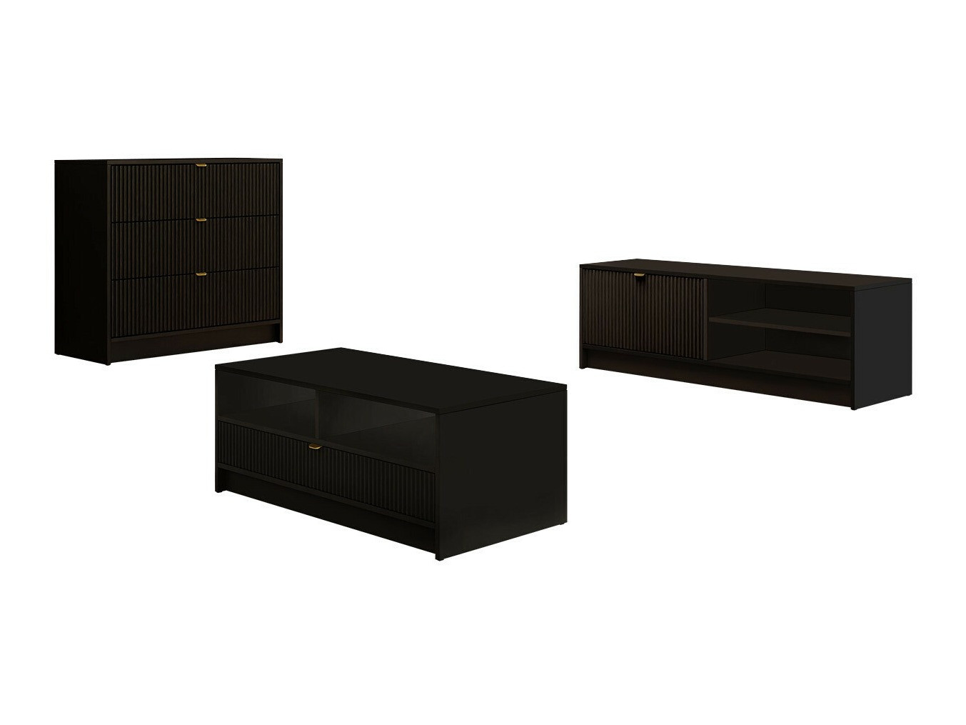 Komplet za dnevno sobo Comfivo Larmire 108 (Črna)