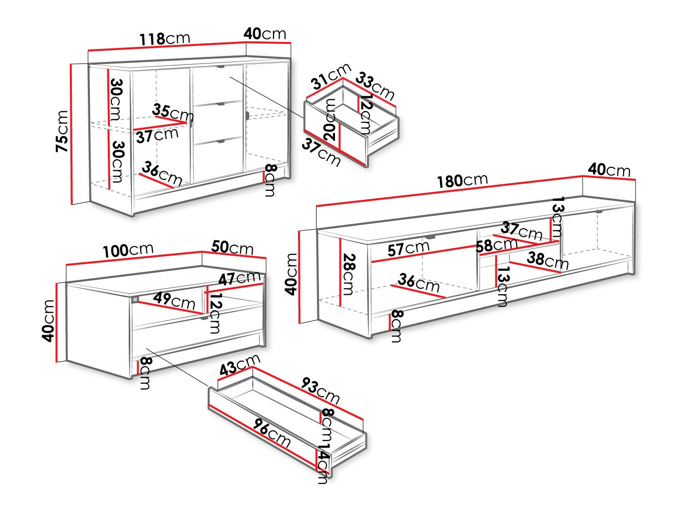 Komplet za dnevno sobo Comfivo Papilio I (Bela)