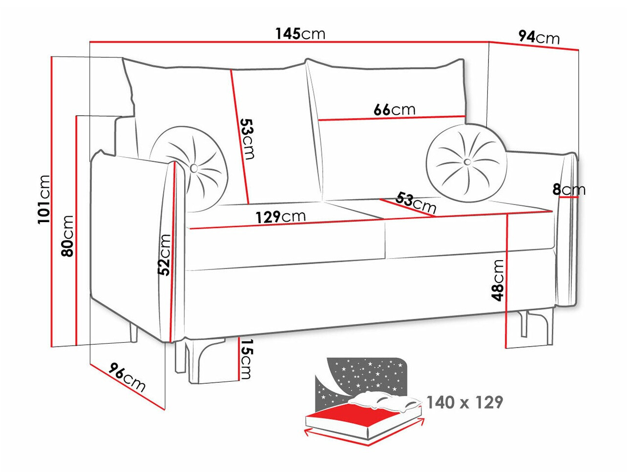 Raztegljiv kavč Clovis 110 (Manila 02)