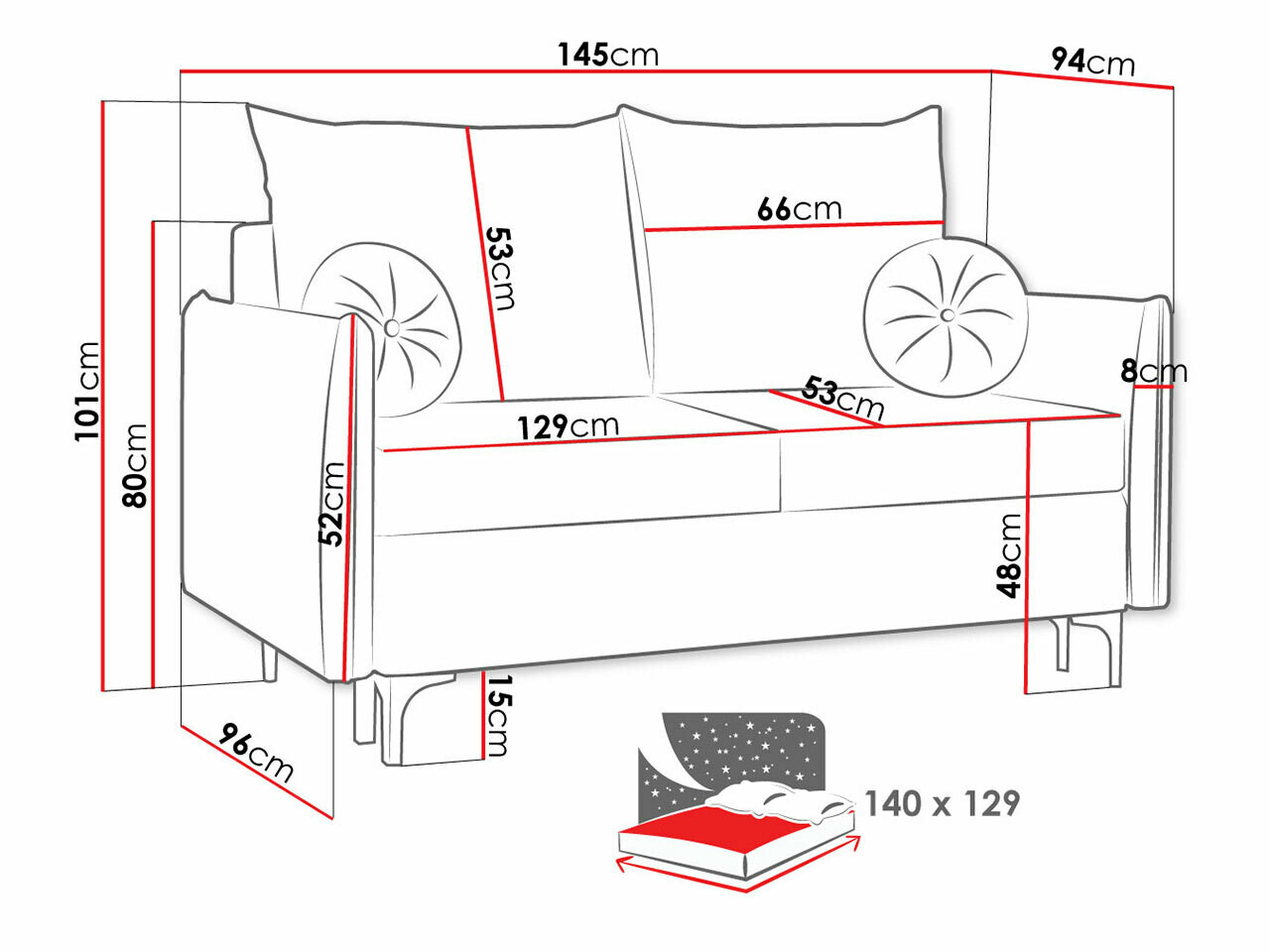 Raztegljiv kavč Clovis 110 (Manila 33)