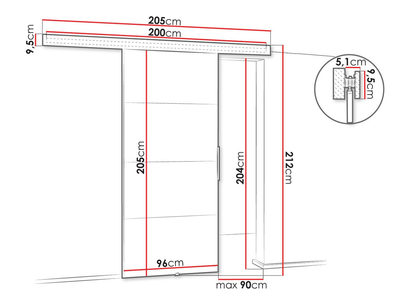 Drsna vrata Dover 145 (Temni jasen)