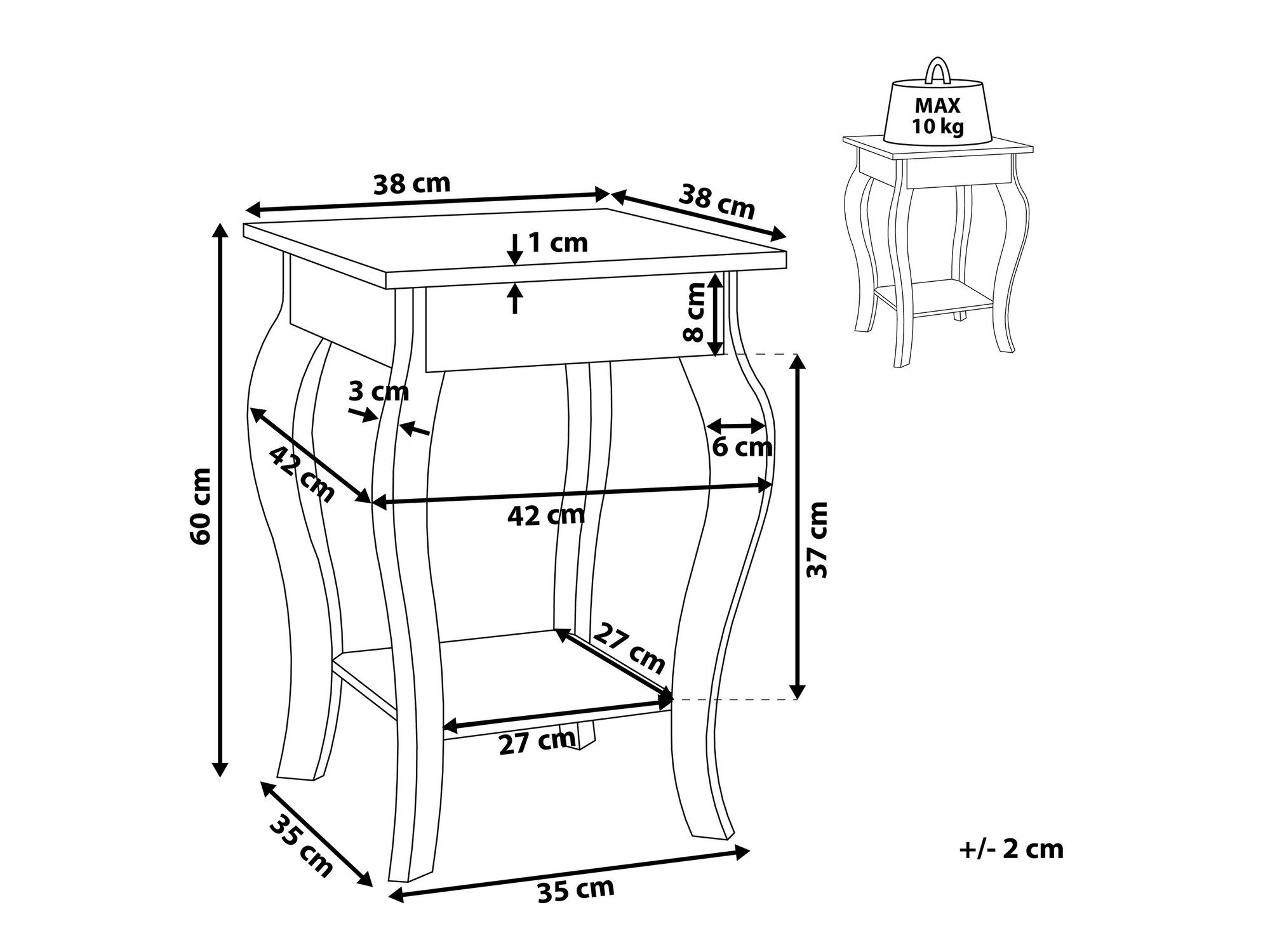 Stranska mizica Berwyn 1063 (Bela)