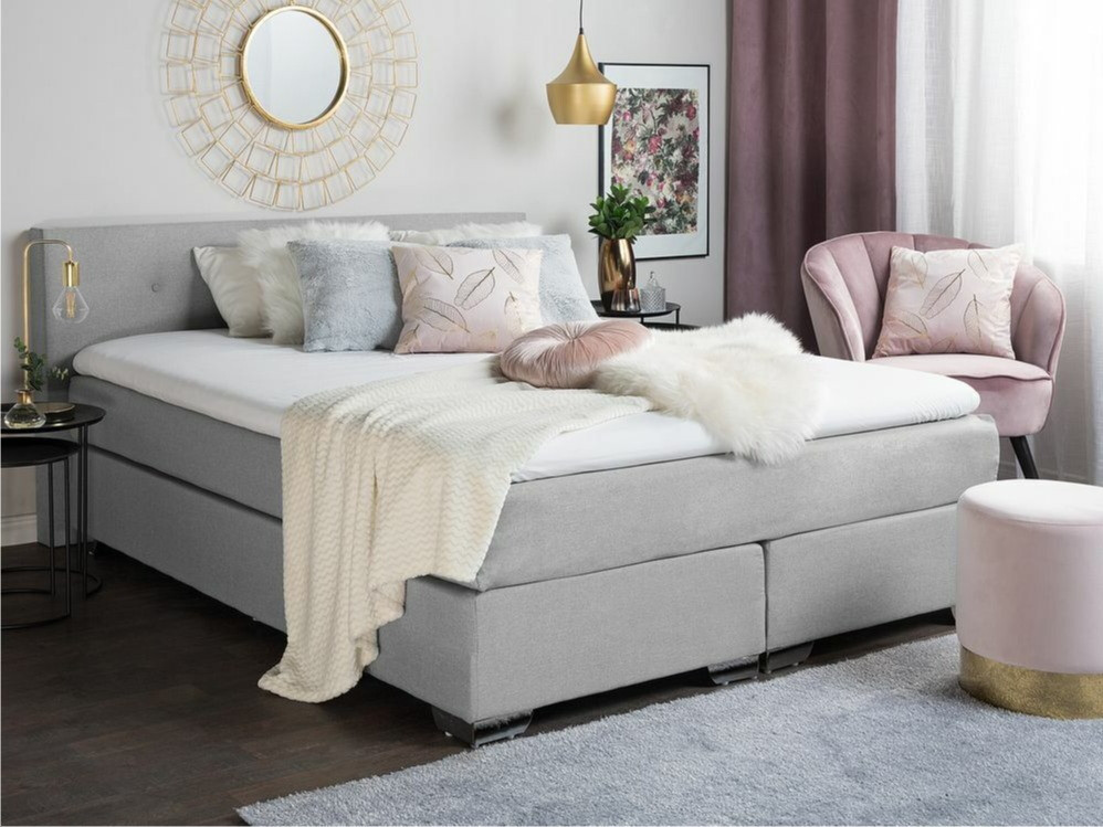 Boxspring postelja Berwyn 1076 (Siva)