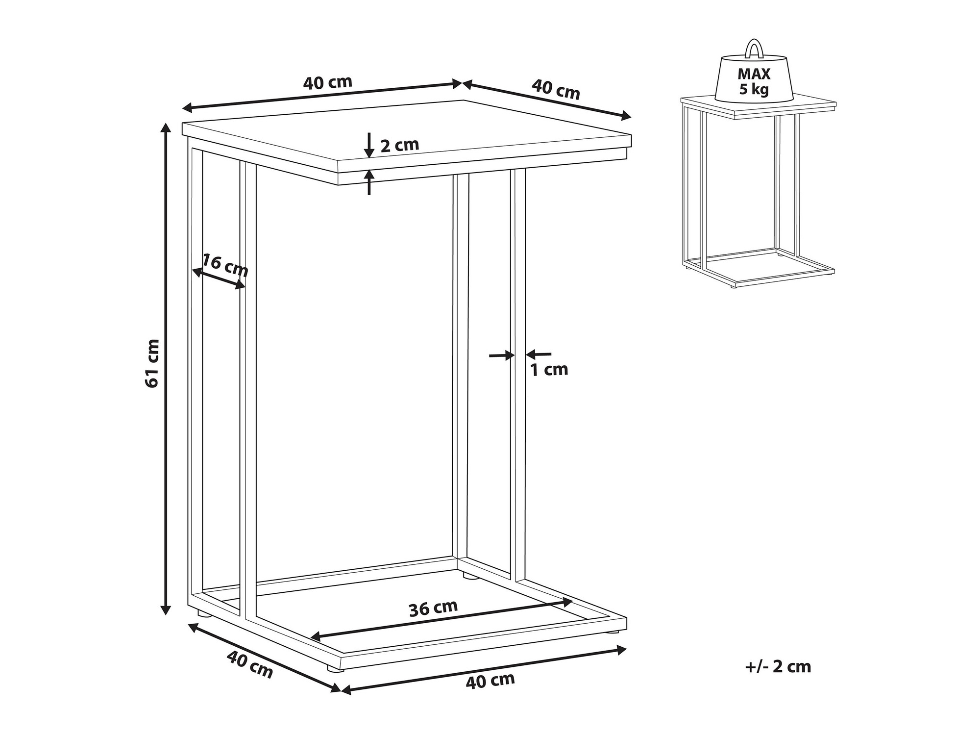 Stranska mizica Berwyn 1077 (Taupe + Črna)