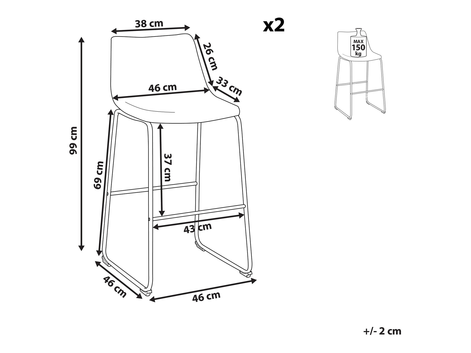 Komplet barskih stolov Berwyn 1125 (Rjava)