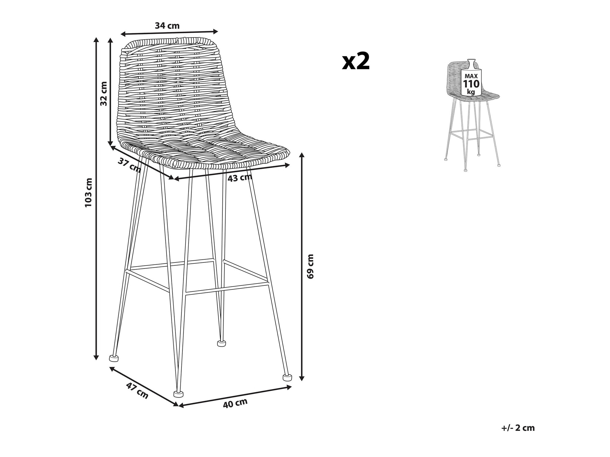 Komplet barskih stolov Berwyn 1133 (Rjava)