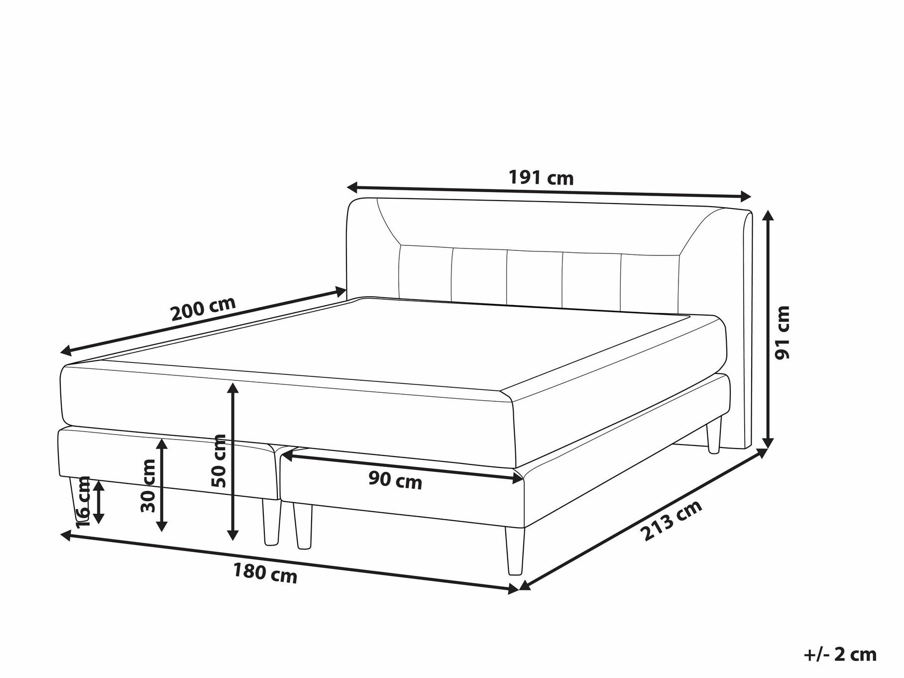 Boxspring postelja Berwyn 1274 (Siva)