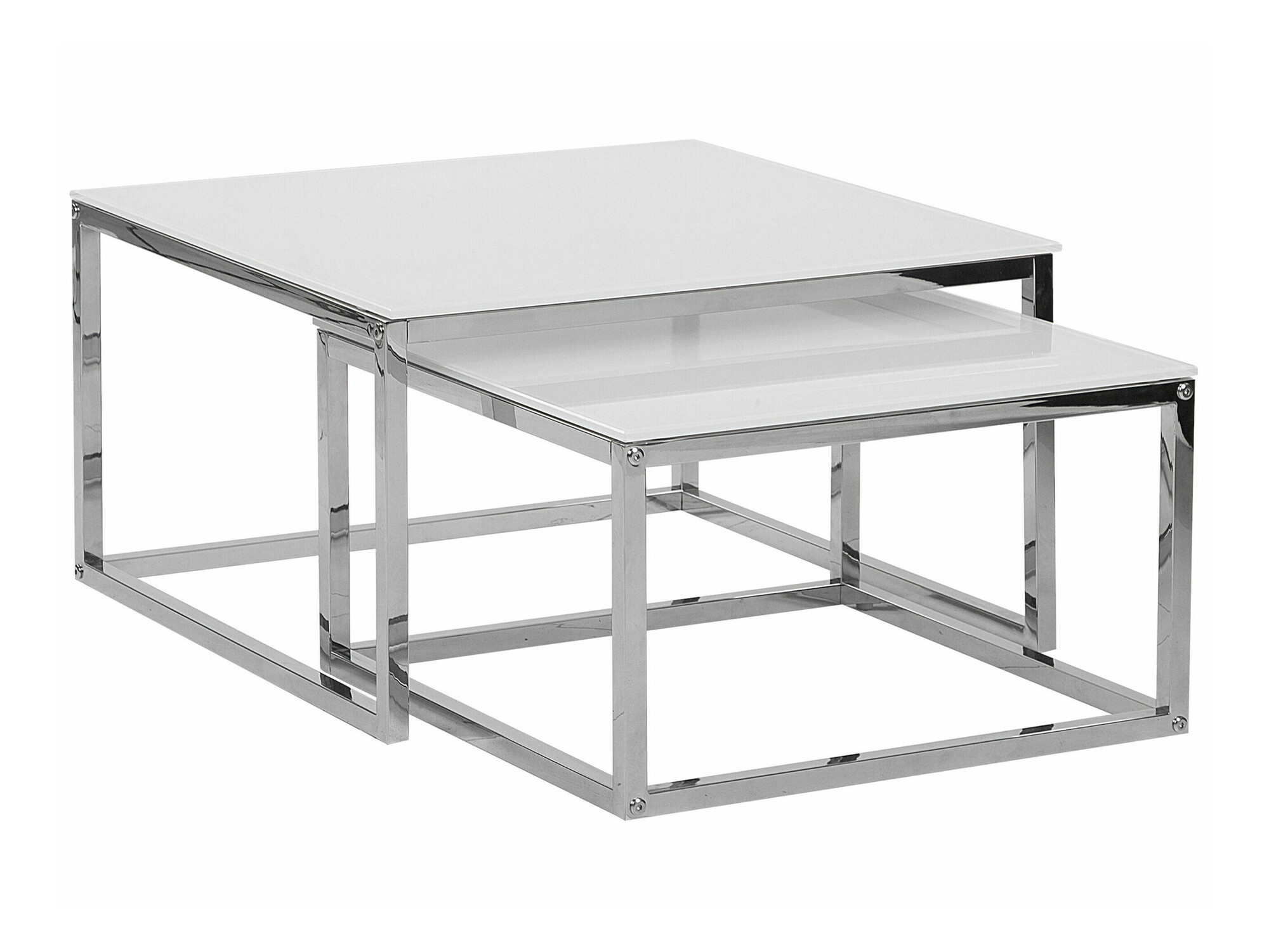 Komplet klubskih mizic Berwyn 1283 (Bela + Srebrna)